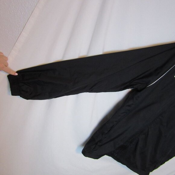 Adidas Black Windbreaker Rain Jacket Men's Medium Basic Sporty Zip Hood Pockets - Picture 2 of 7
